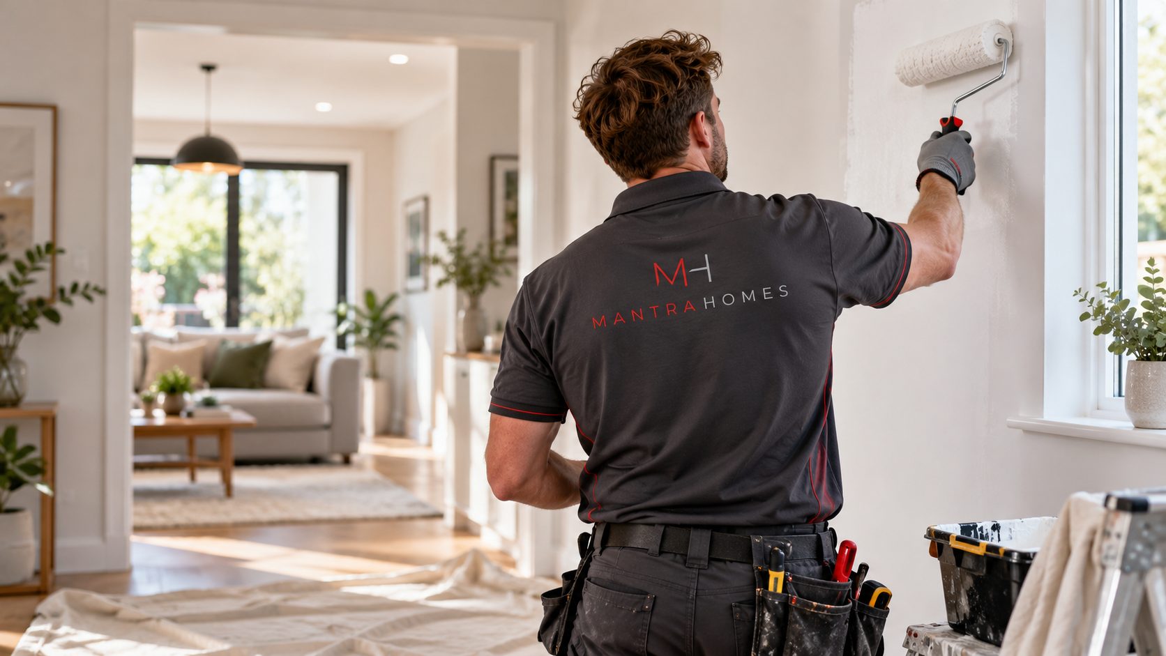 Mantra Homes decorator painting a wall